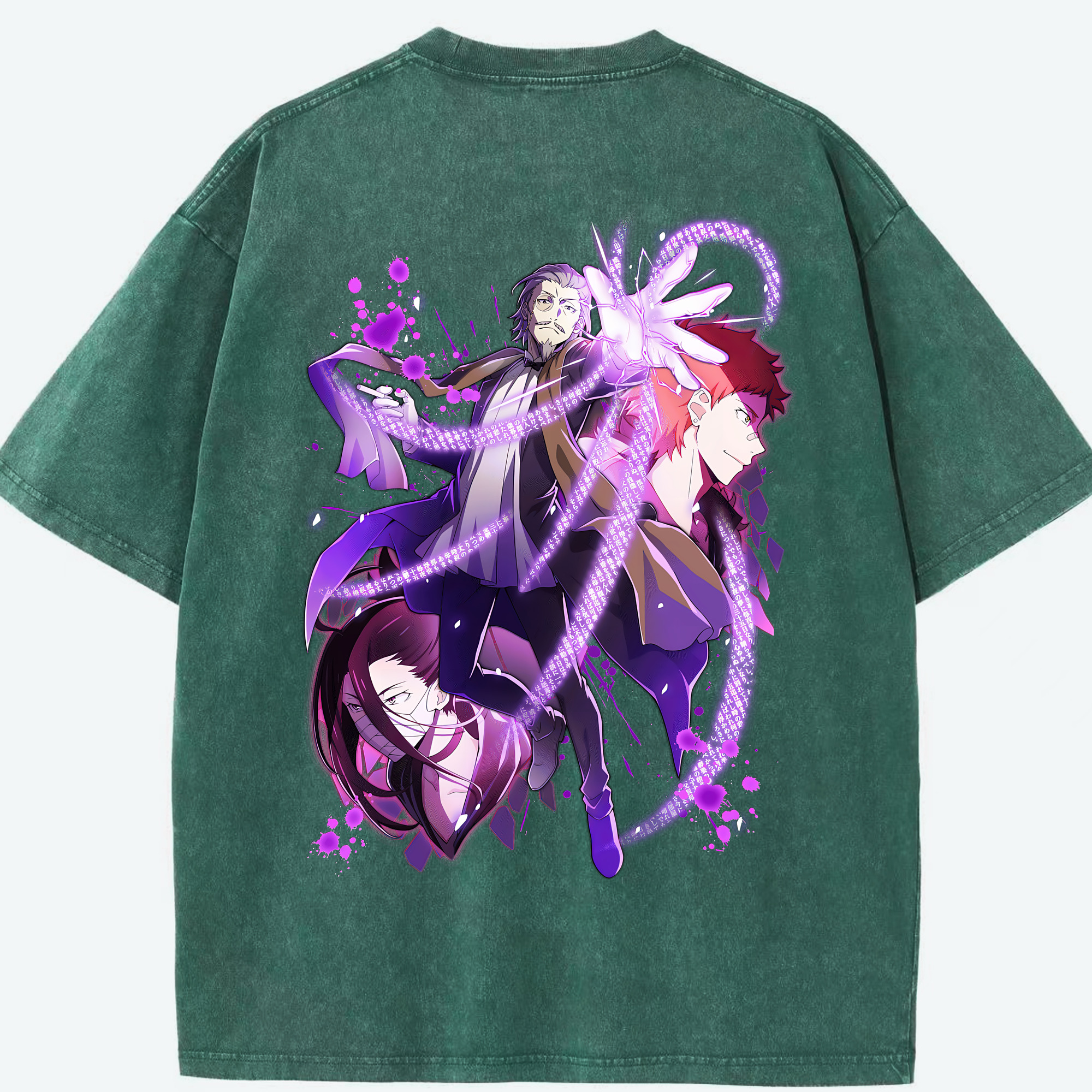 （画像用） 文豪ストレイドッグス Bungo Stray Dogs 綿100% ヴィンテージ風 半袖Tシャツ（背面プリント）